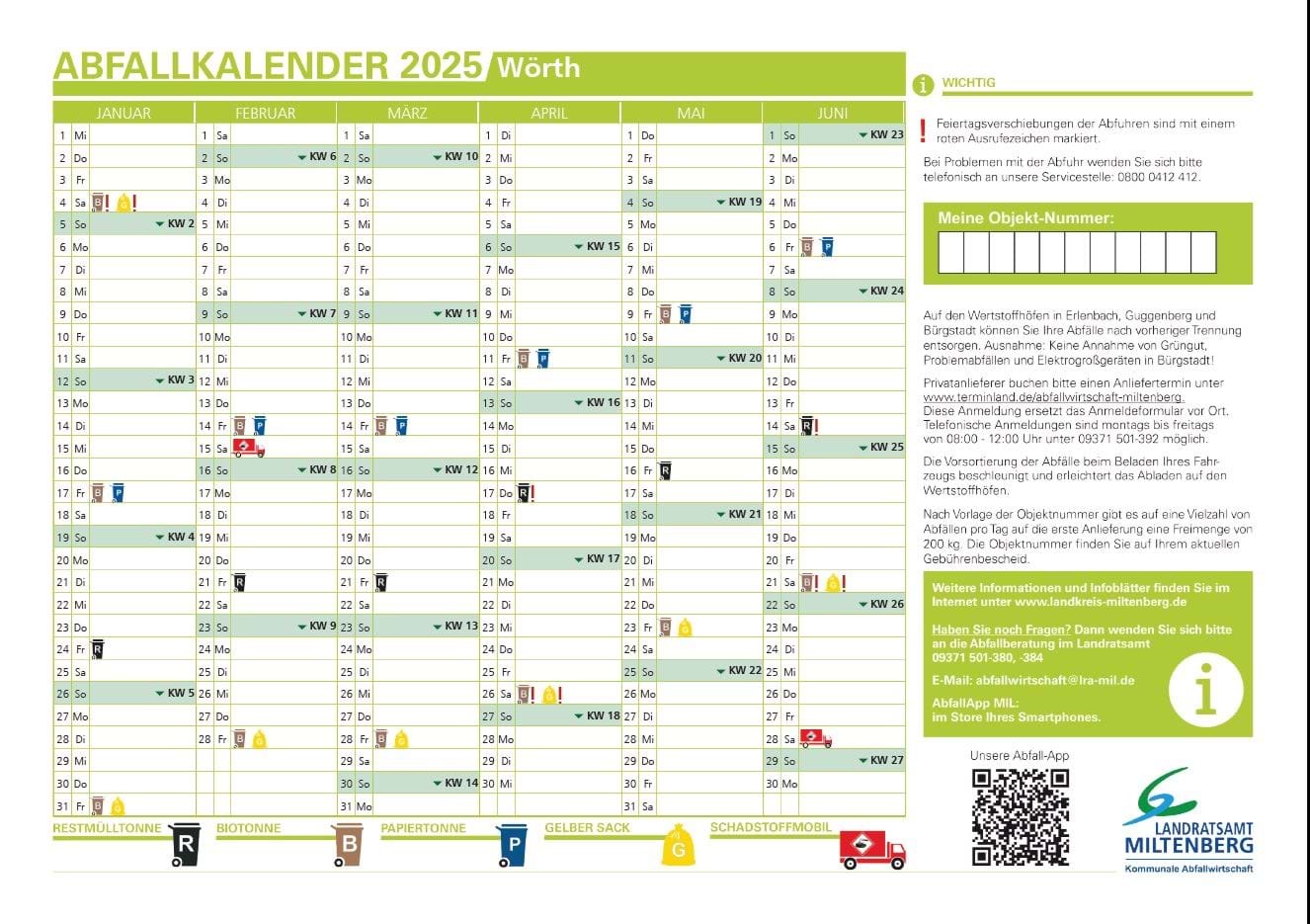 Müllkalender 2025 | Stadt Wörth a.Main